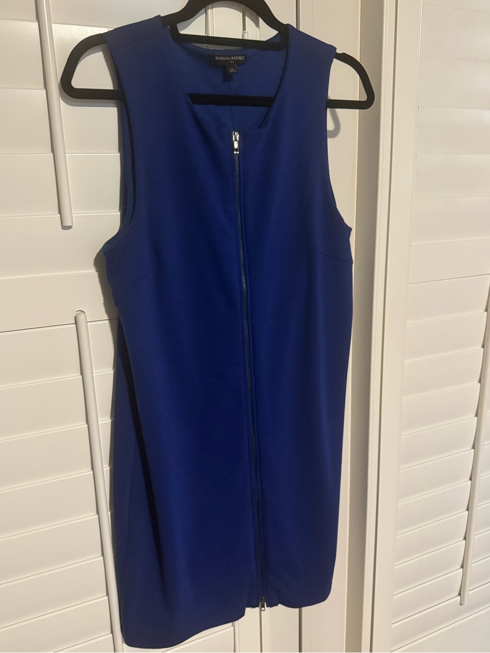 Banana Republic Cobalt Blue Sleeveless Zip-Front Midi Dress